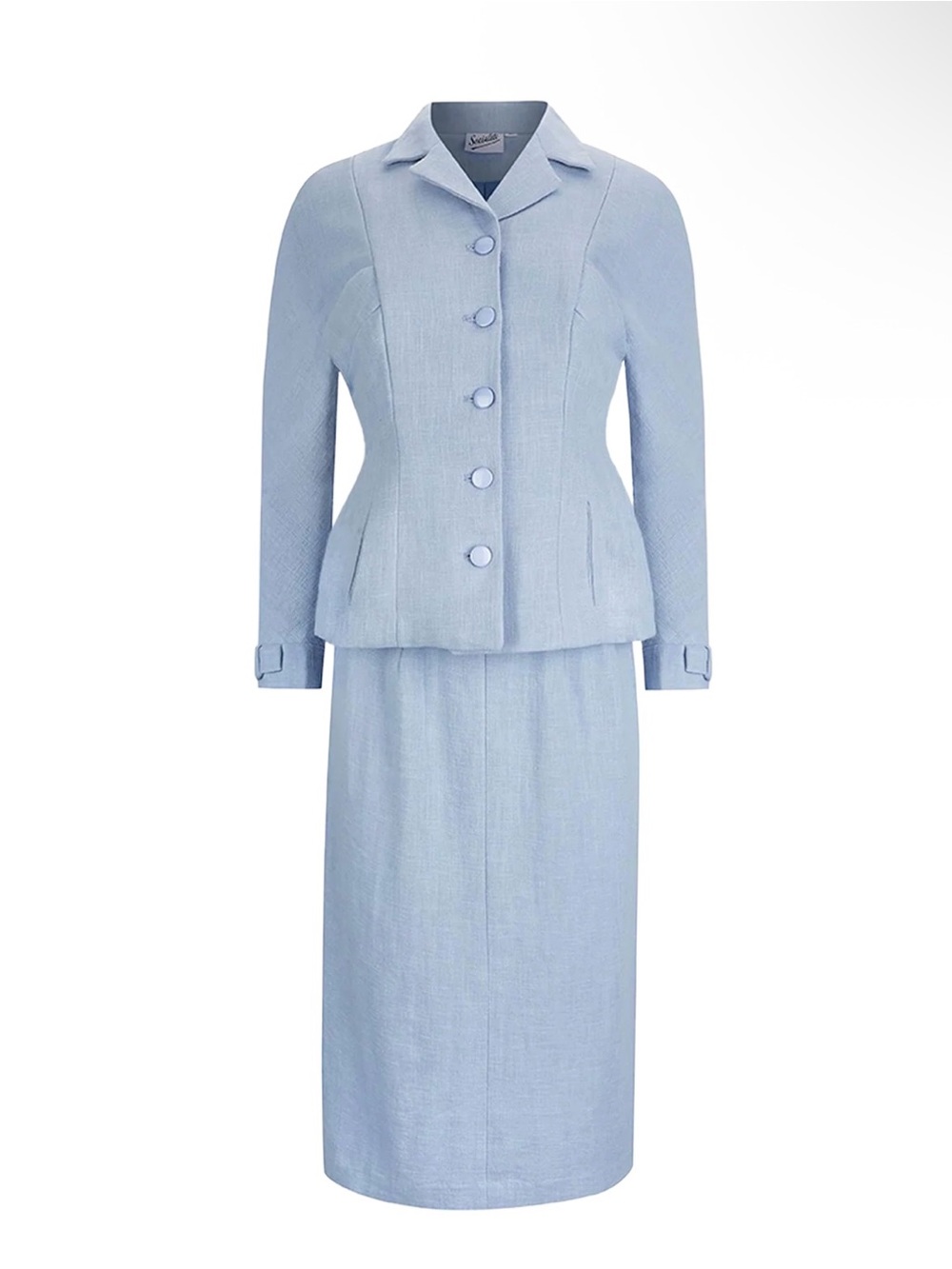 1940s Vintage Style Freedom Skirt Suit Powder Blue 3XL Plus Size Volup WW2 40s